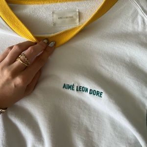 aime leon dore color block long sleeve shirt size small